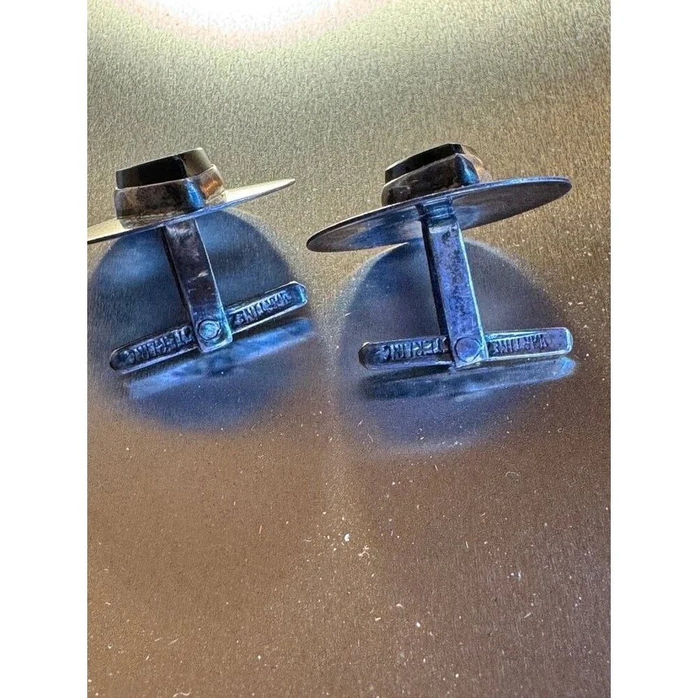 Vintage Martinez Sterling Silver Cufflinks with Black Onyx